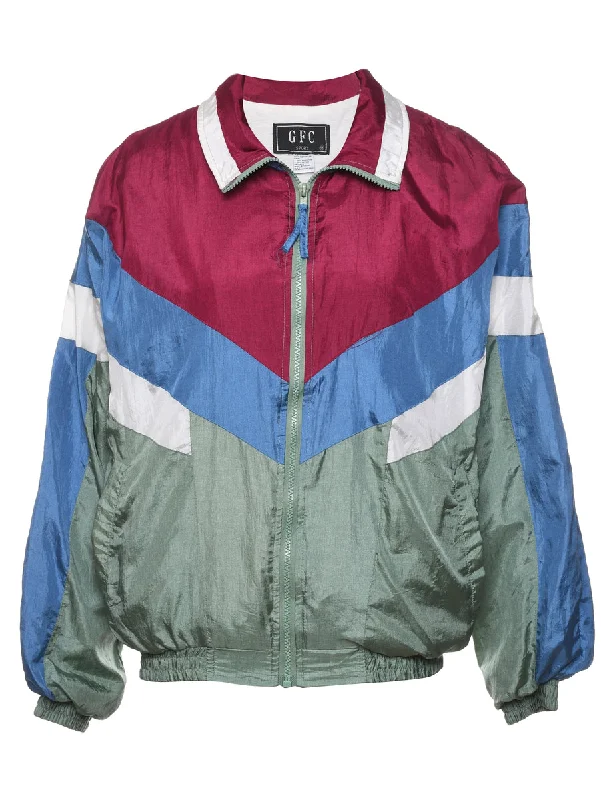 Price Rollback Zip-Front 1990s Multi-Colour Nylon Jacket - M