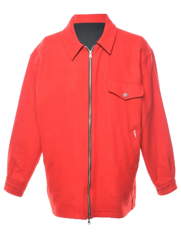 TIME-Limited Offer Zip-Front Red Classic Jacket - L