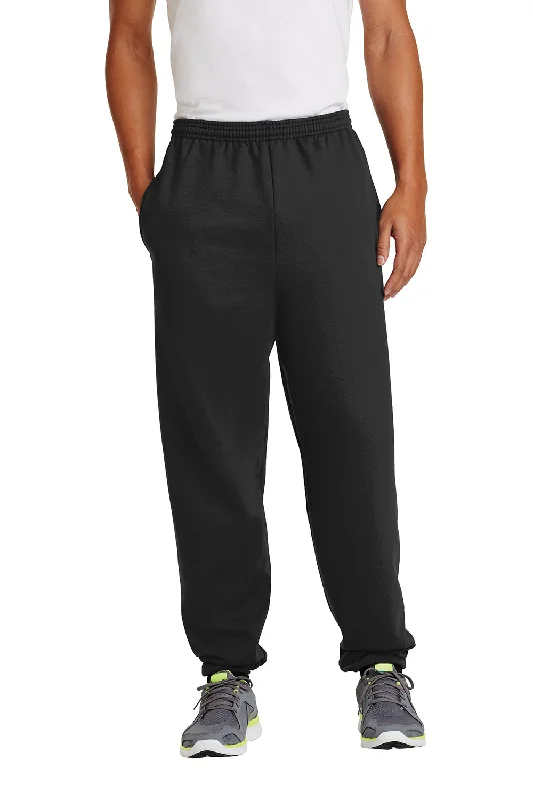 Stock Up Port & Company Mens Essential Pill Resistant Fleece Sweatpants w/ Pockets - Jet Black