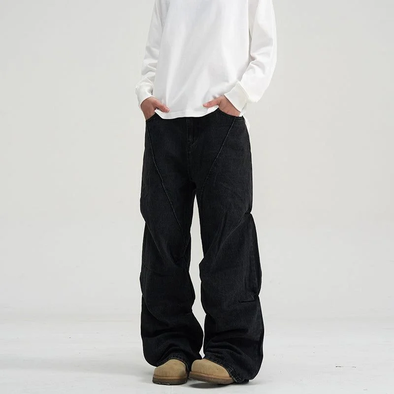 Value Deals Diagonal Seams Solid Color Jeans