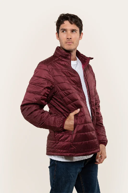 Online Only Bristol Mens Packable Jacket - Burgundy