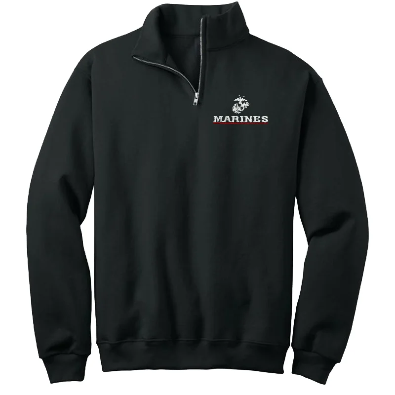 Weekend Specials Just for You Marines Red Line Embroidered Quarter-Zip Cadet Collar Sweatshirt