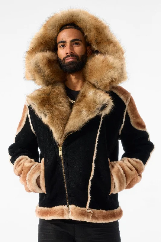 Weekend Specials You Can't Miss El Jefe Shearling Moto Jacket (Black Coffee)