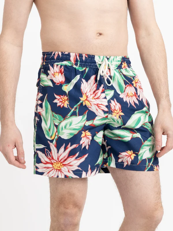 Deep Savings Navy 5.75-Inch Floral Swim Trunks