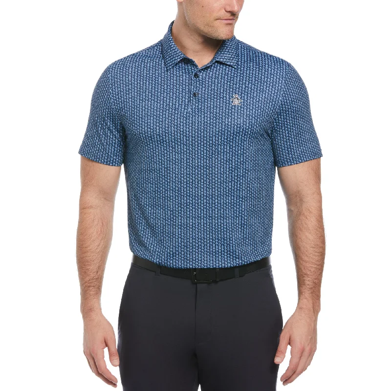 Limited Offer Golf-Poloshirt mit durchgehendem Pete-Print in Schwarz Iris