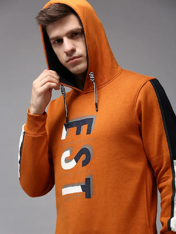 Buy Today Men Orange Solid Sweatshirt