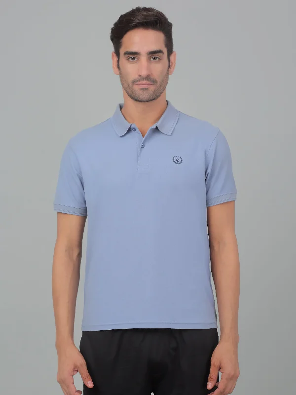 Can't Beat Men's Blue  Polo neck Half Sleeve T-Shirt