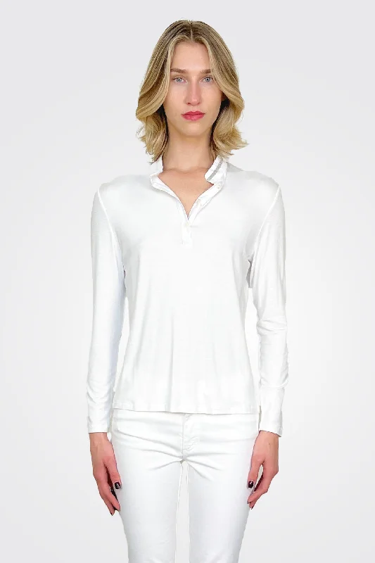 Weekend Bargains to Savor Embroided Collar Polo Shirt - White