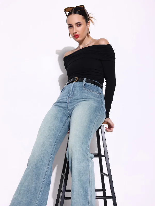 Weekend Offers That Shine Women Solid Black Top