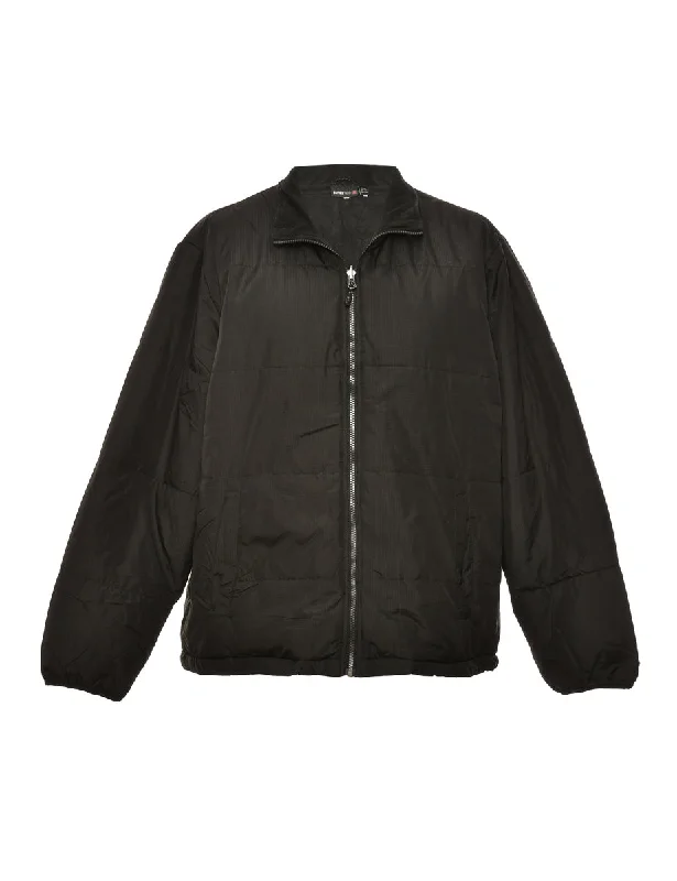 Special Price Zip-Front Black Puffer Jacket - XL