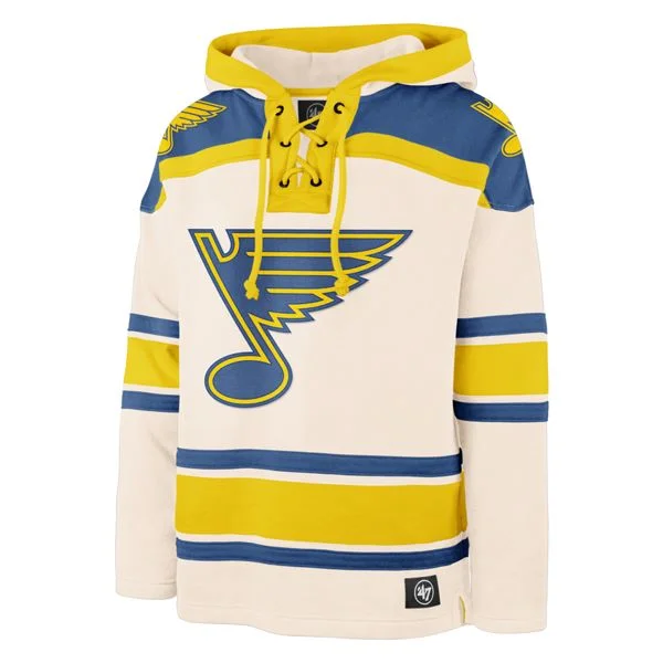 Value Deals ST. LOUIS BLUES '47 WINTER CLASSIC SUPERIOR STRIPED LACER HOODIE - CREAM
