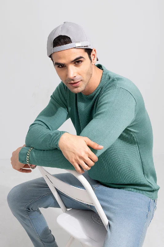 Weekend Offers That Please Snug Green Sweater