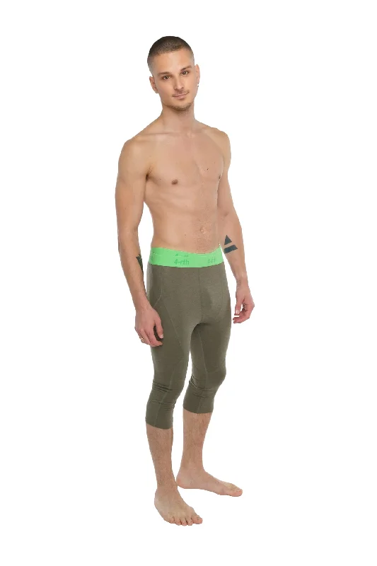 Special Discount Performance Yoga Leggings - 3/4 (Olive Green)