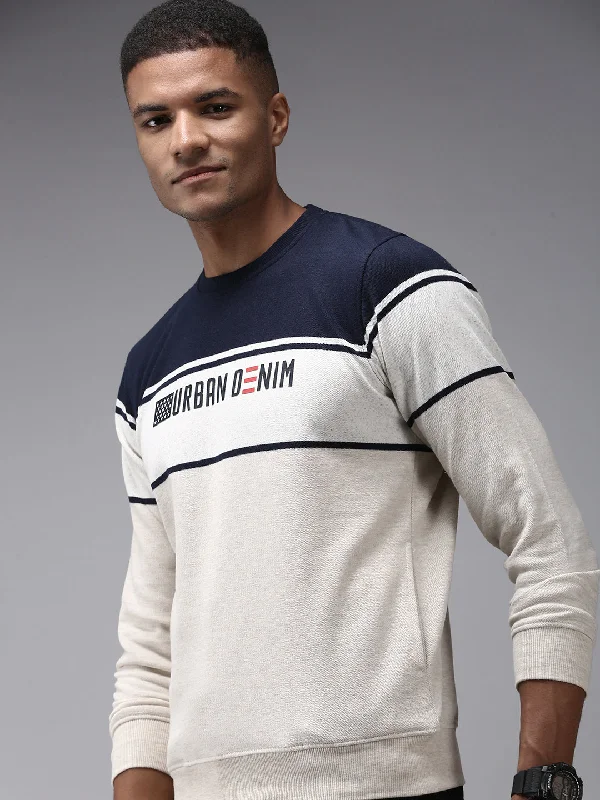 Best Bargains Men Beige Colourblock Sweatshirt