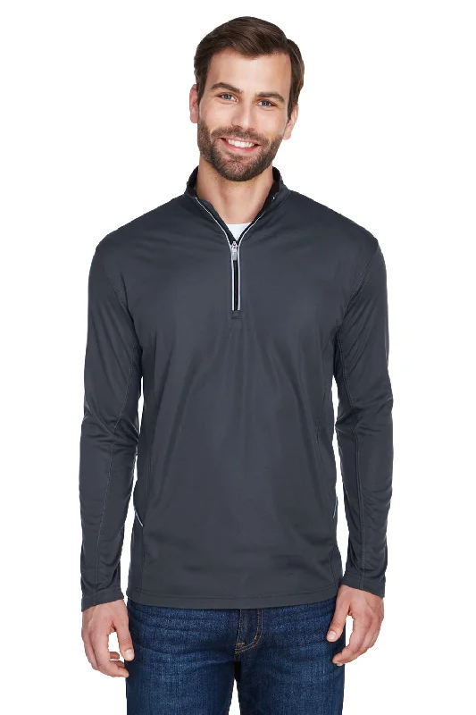 Price Drop UltraClub Mens Cool & Dry Moisture Wicking 1/4 Zip Sweatshirt w/ Pocket - Black