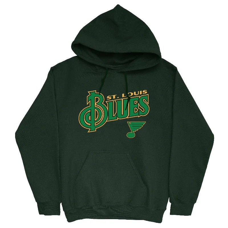 Weekend Offers That Shine ST. LOUIS BLUES SERIES SIX ST. PADDY'S FOREST GREEN HOODIE
