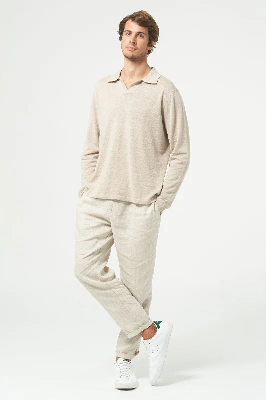 Huge Discounts MAVERICK L/S KNITTED POLO - SAND